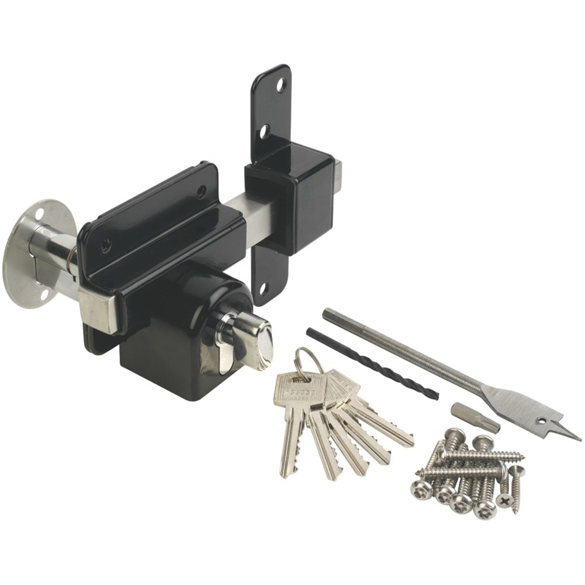 Euro Profile Door Lock With Thumbturn 70mm Long Throw 5 Keys Black Sheds Gate - Image 1