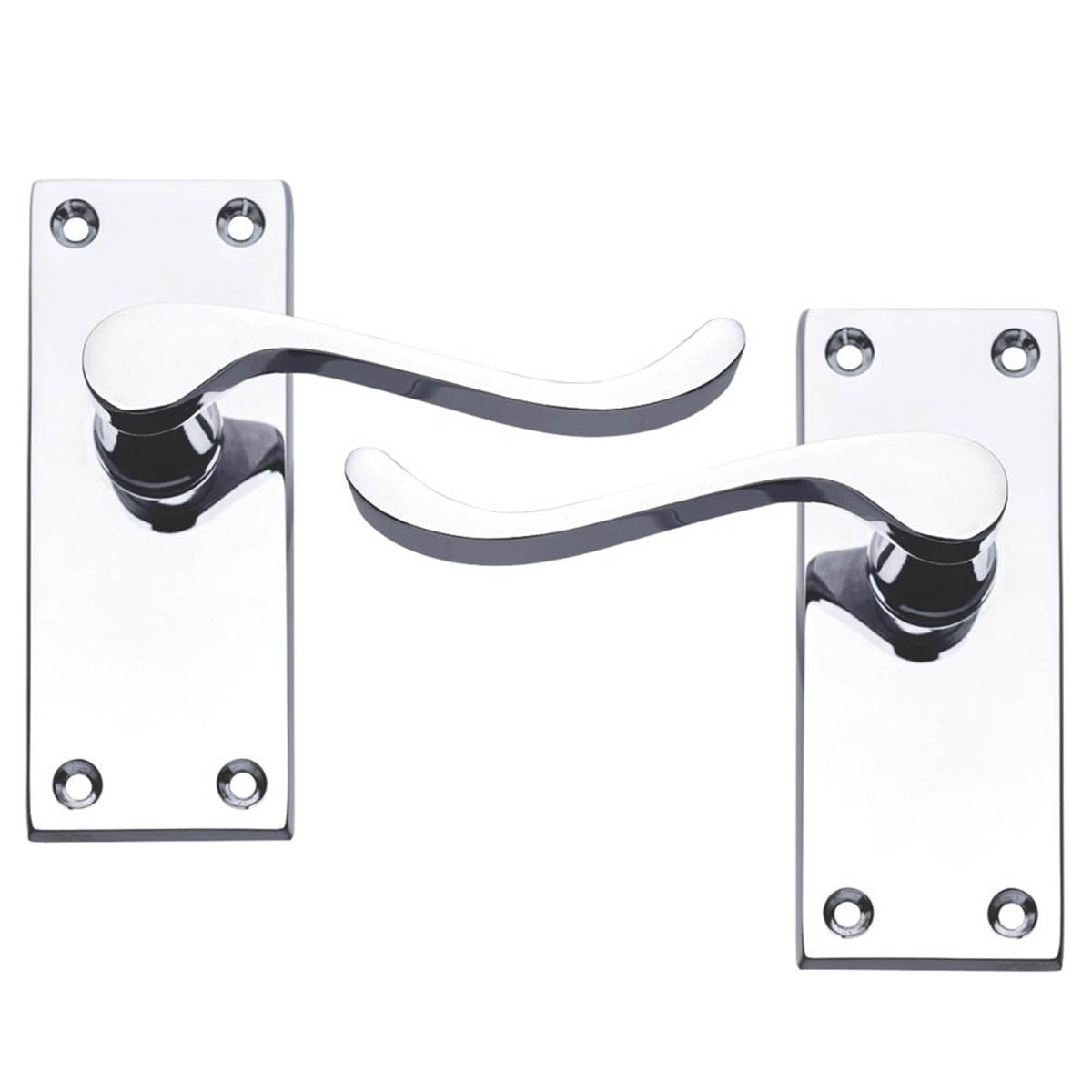 Door Handles Polished Chrome Latch Fire Rated Zinc Alloy Indoor Pair Pack Of 5 - Image 2