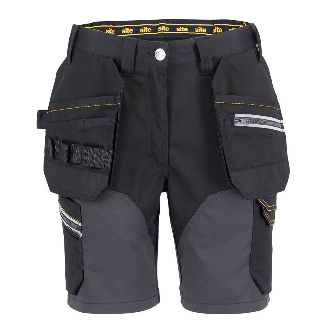 Site Work Shorts Womens Kilani Regular Fit Black Grey Multi Pockets Size 16 - Image 4