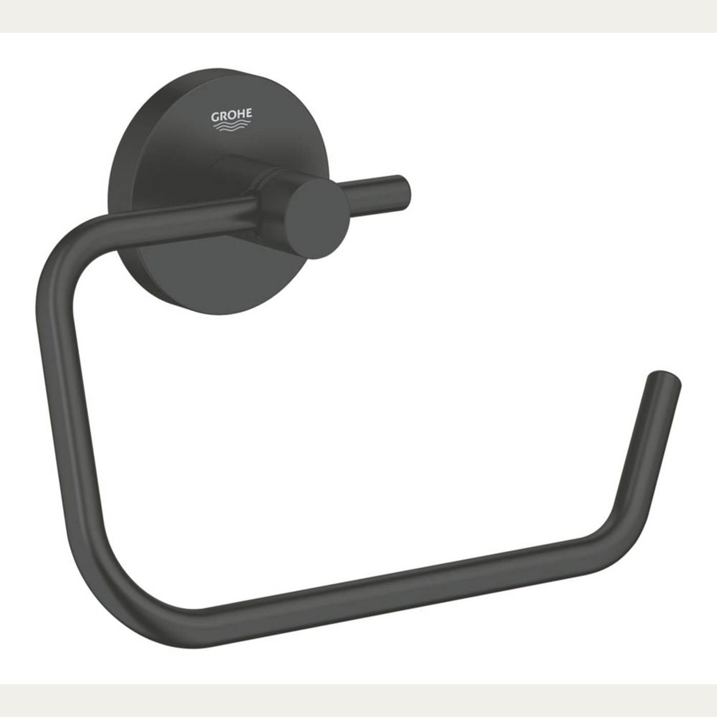 Grohe Toilet Roll Holder Matt Black Round Wall Mounted Bathroom Accessory Modern - Image 1