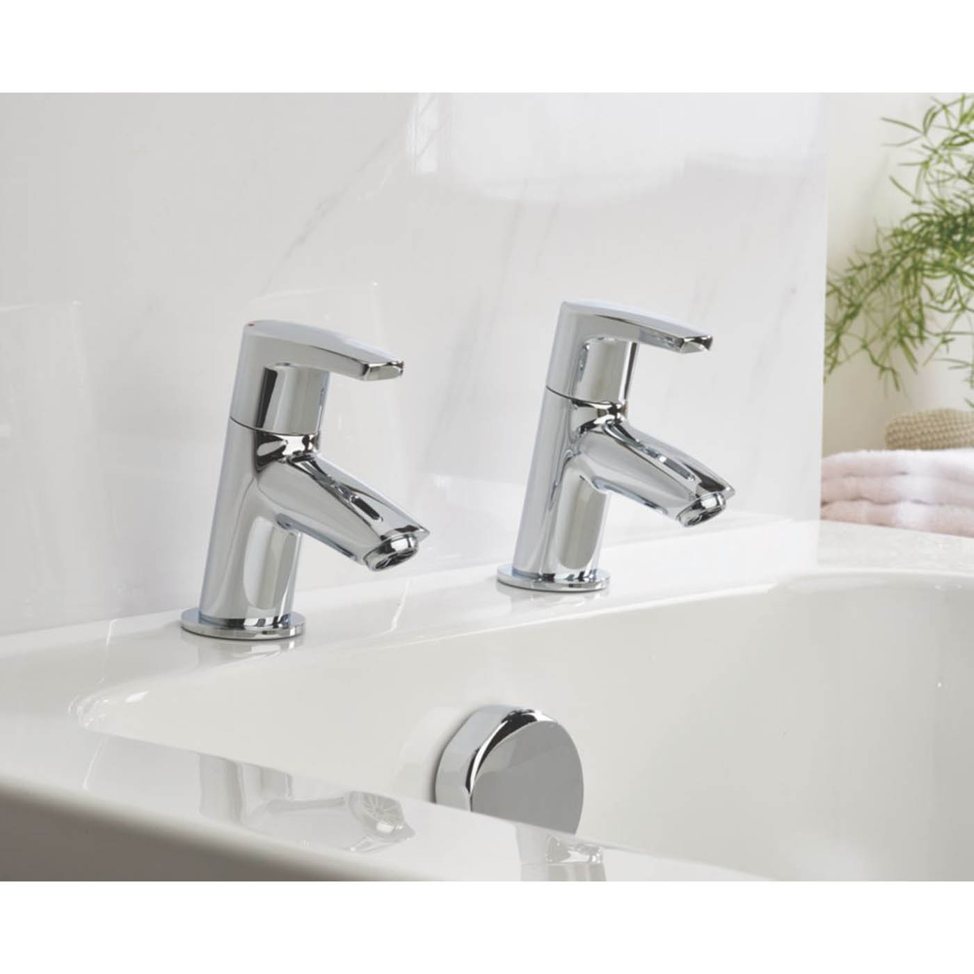 Bristan Bath Filler Pillar Tap Chrome Levers Hot Cold Pair 1/4 Turn Contemporary - Image 4