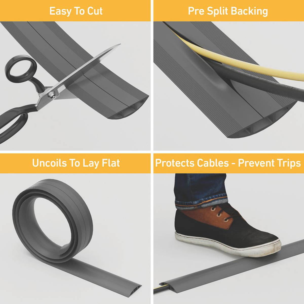 D-Line Cable Cover 4.5m Grey - Image 1