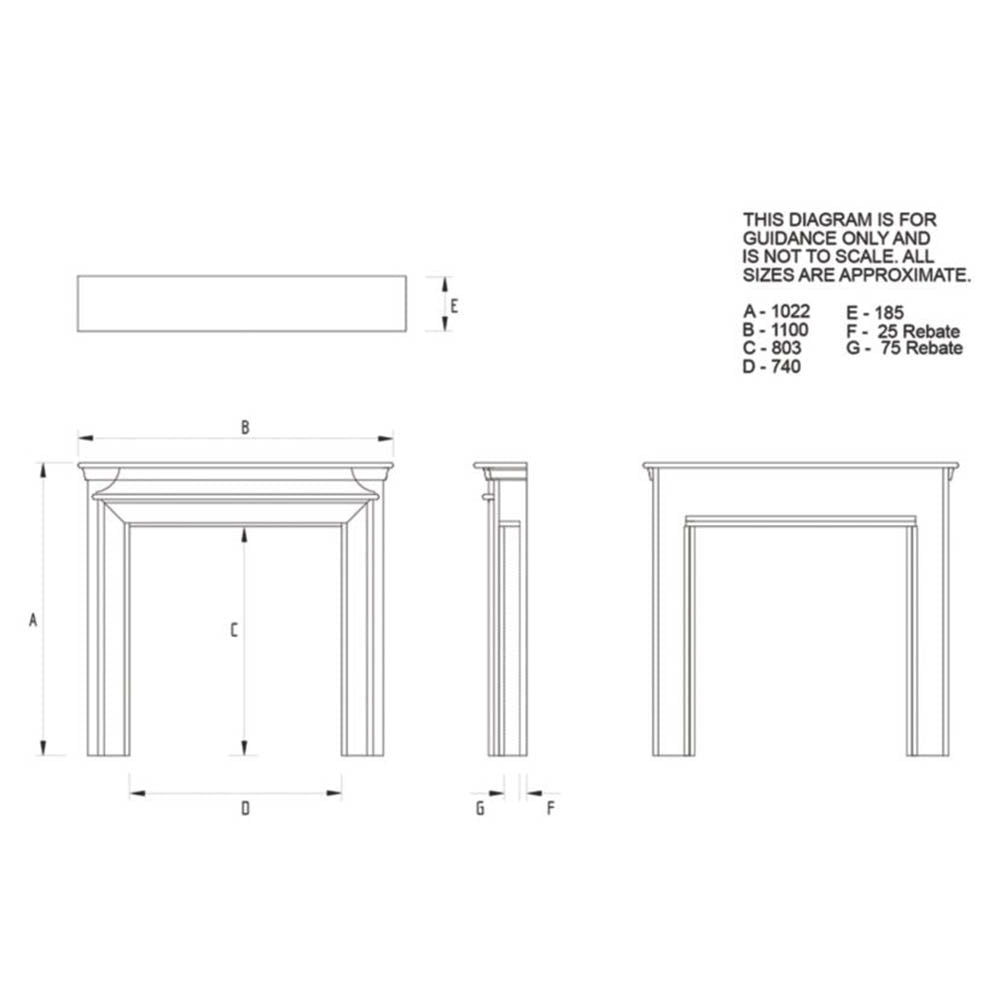 Fireplace Surround White MDF Classic Home Inside Gloss Finish W1100 x H1022mm - Image 3