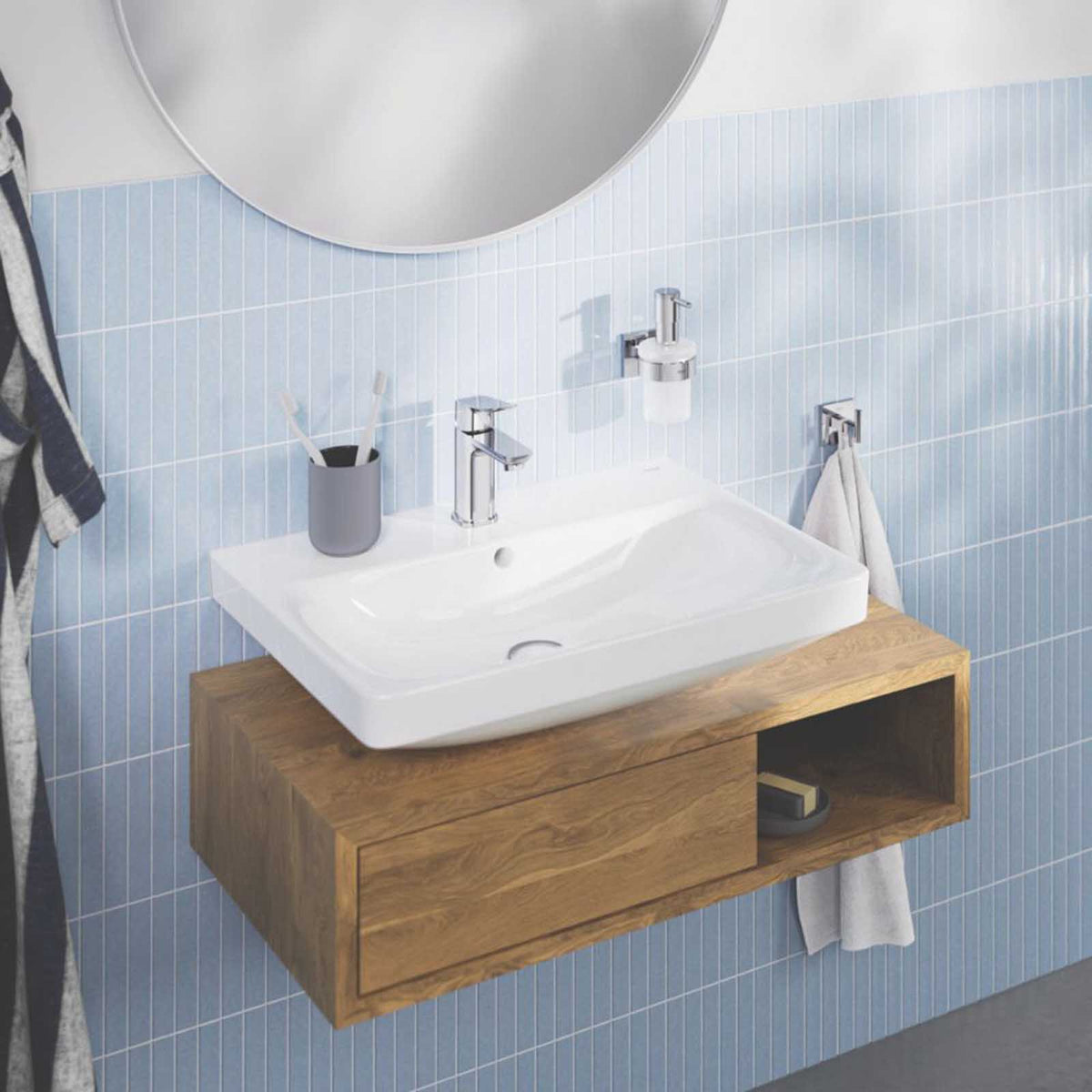 Grohe Bathroom Basin Tap Mono Mixer Chrome Single Lever Clicker Waste Faucet - Image 2