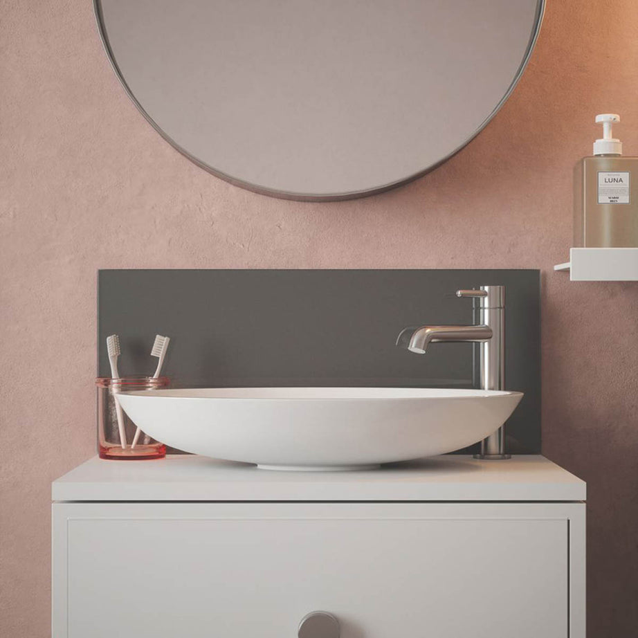 Bathroom Splashback Self-Adhesive Metallic Charcoal Glass 600mm x 250mm x 4mm - Image 2