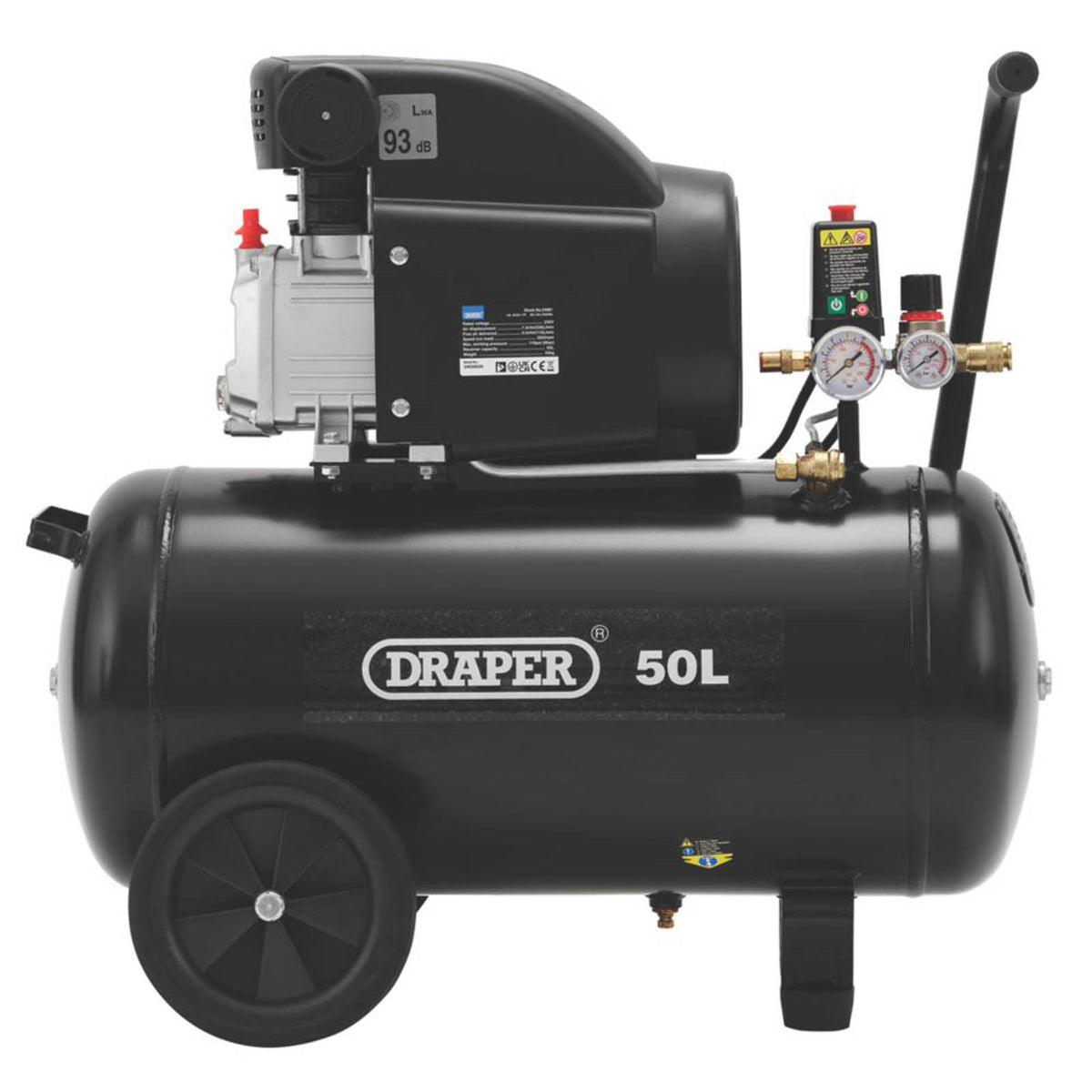 Draper Air Compressor Direct Drive Electric 1.5kW 24981 Portable 50Ltr Brushless - Image 1