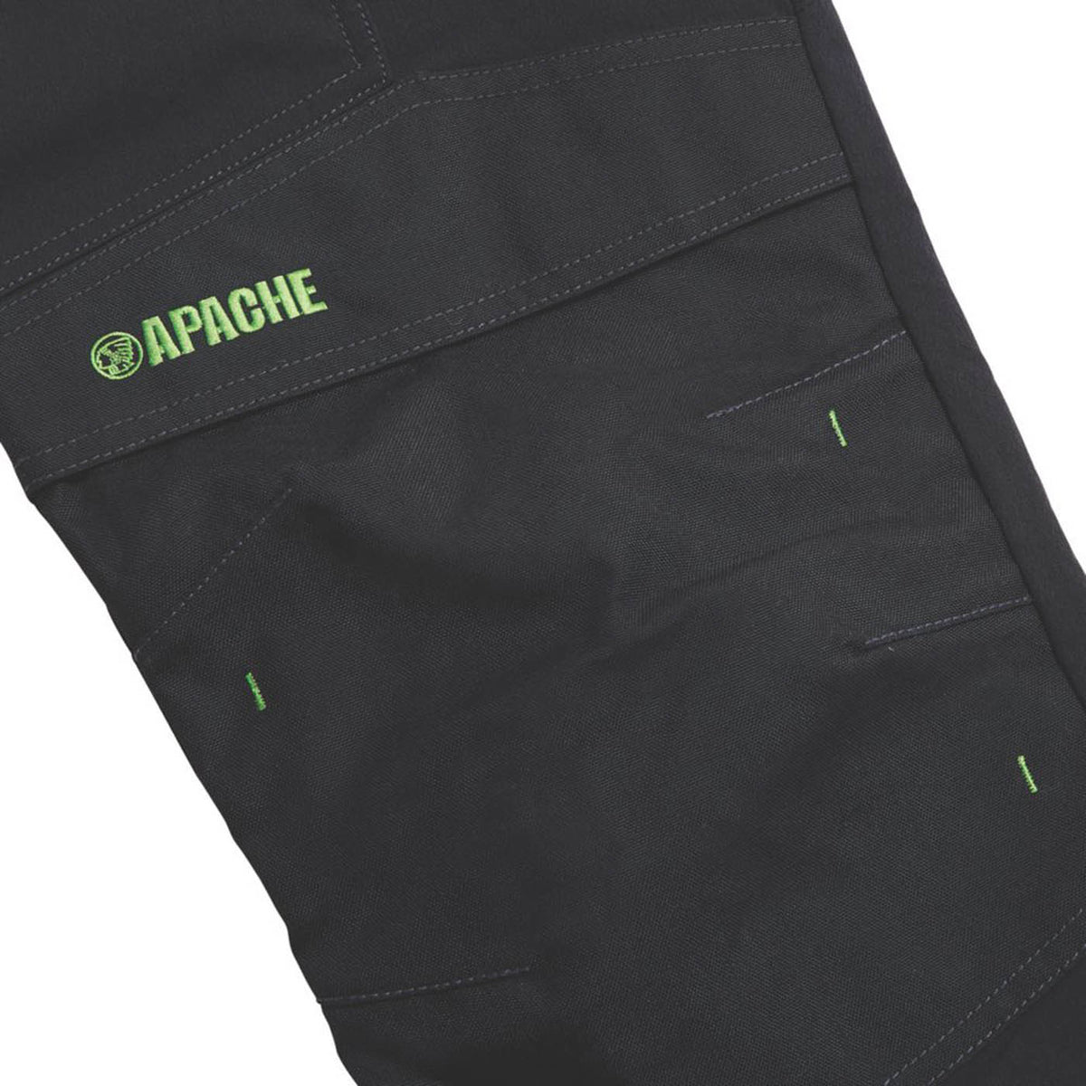 Apache Work Trouser Mens Slim Fit Black Stretch Multi Pockets Cargo 34W 33L - Image 5