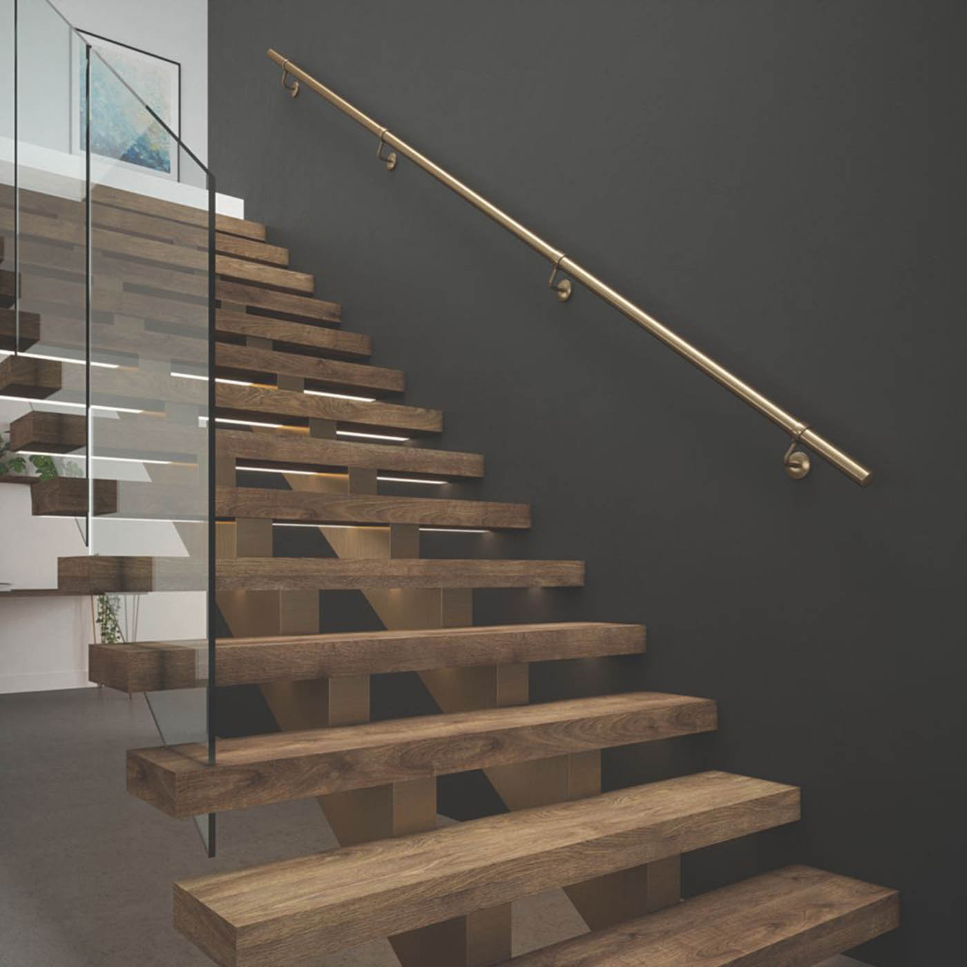 Rothley Steel Handrail Kit Antique Brass 3600mm - Image 3