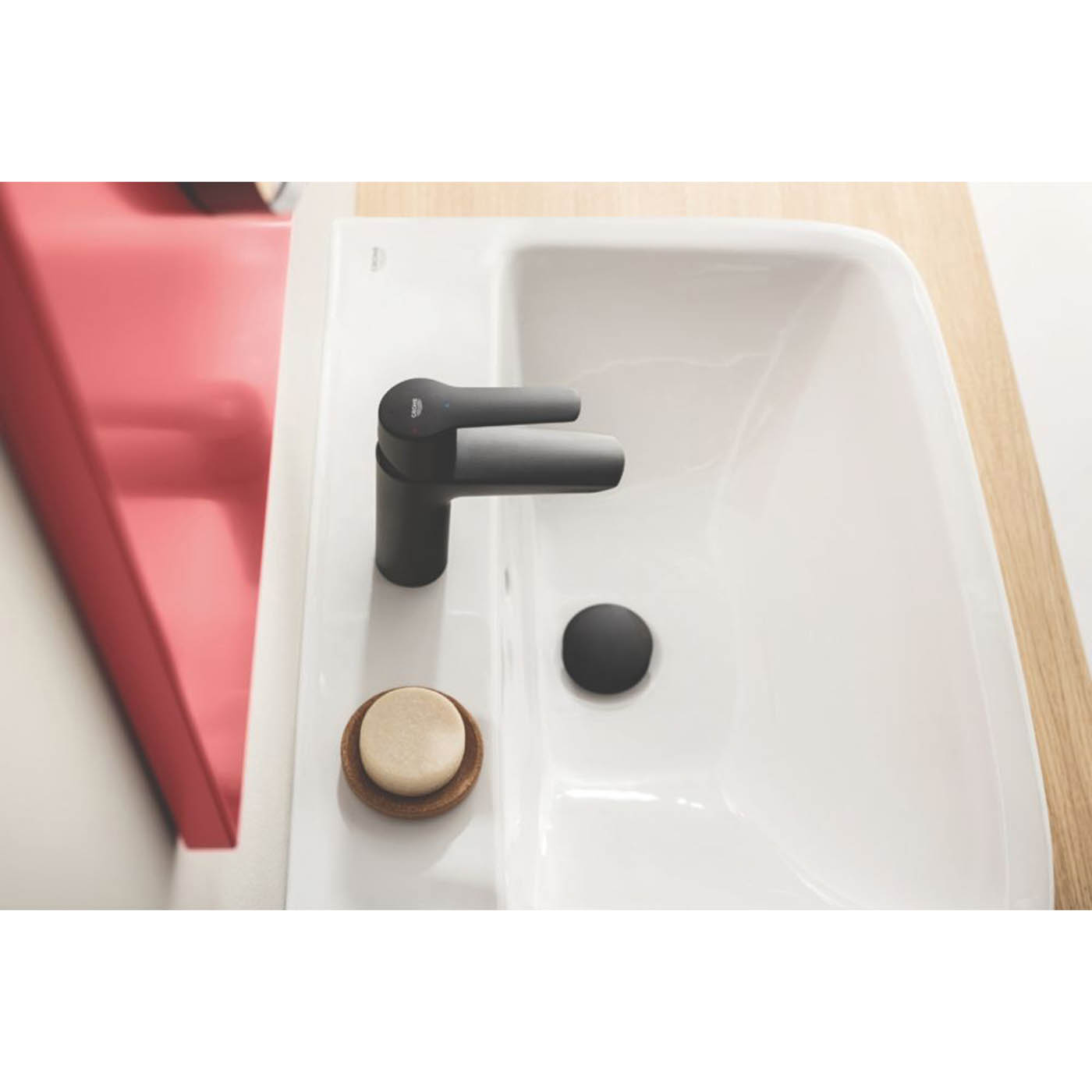 Grohe QuickFix Start Matt Black 165mm Standard Lever Mono Basin Mixer Tap With Pop-Up Waste - Image 3