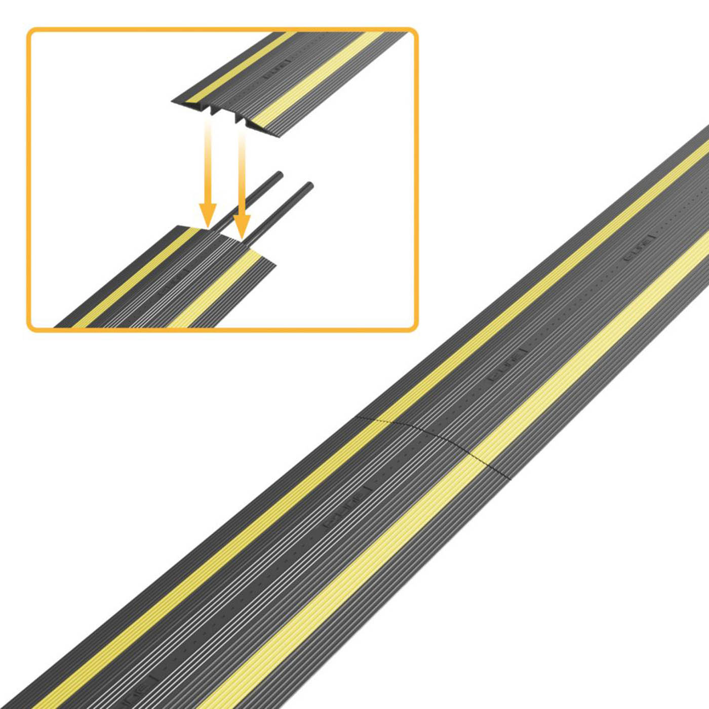 D-Line Cable Cover Protector 1m Black Yellow Lightweight Indoor Outdoor - Image 2