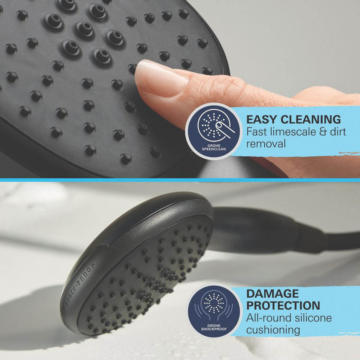 Grohe Thermostatic Shower System Exposed Matt Black Single Spray Pattern - Image 3