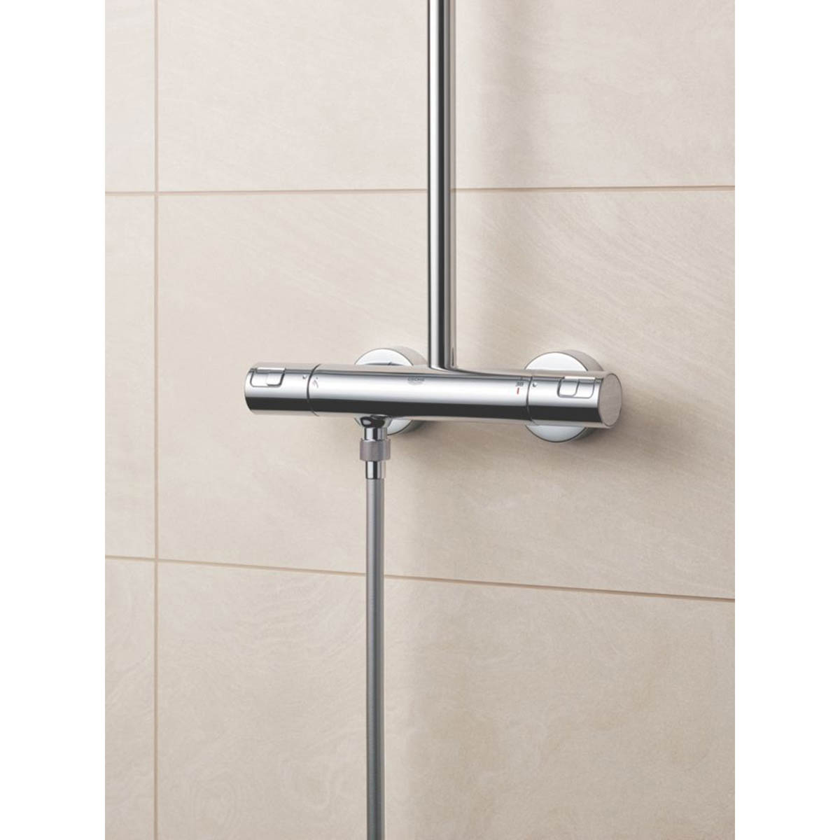 Grohe Thermostatic Mixer Shower Chrome 2 Spray Pattern Twin Square Head Bathroom - Image 5