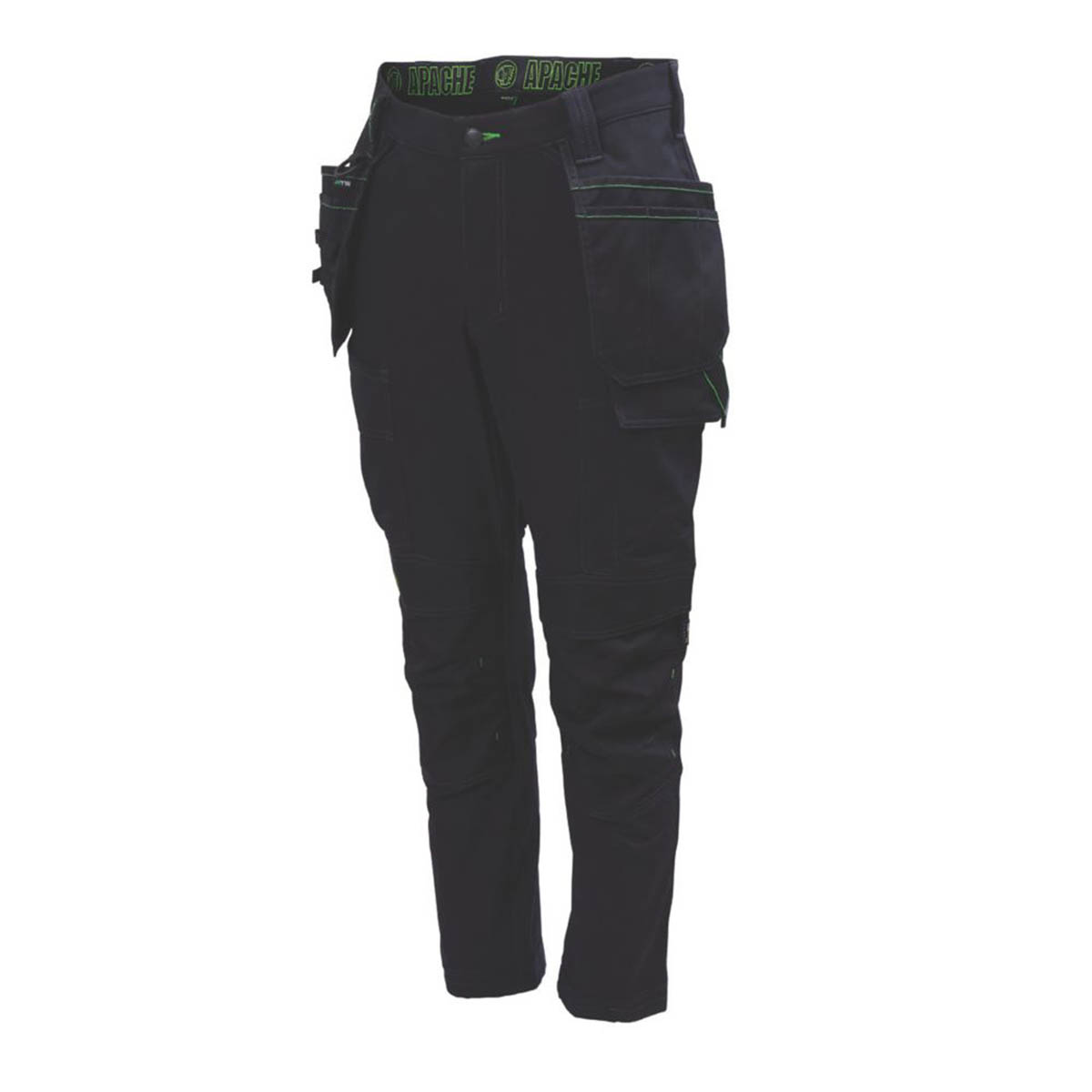 Apache Work Trouser Mens Slim Fit Black Stretch Multi Pocket Breathable 38W 31L - Image 1