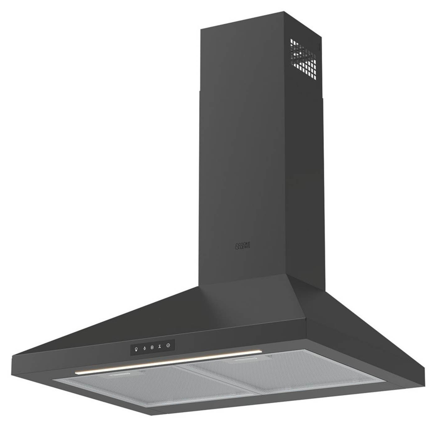 Cooker Hood Extractor Fan Kitchen Chimney Black Touch Control 5 Speeds 59.8cm - Image 1