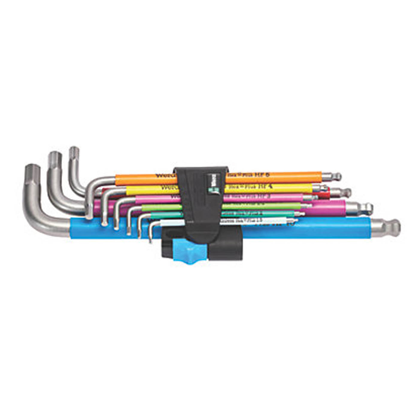 Wera L Key Set 3950/9 Hex-Plus Multicolour HF Stainless Metric Pack Of 9 - Image 1