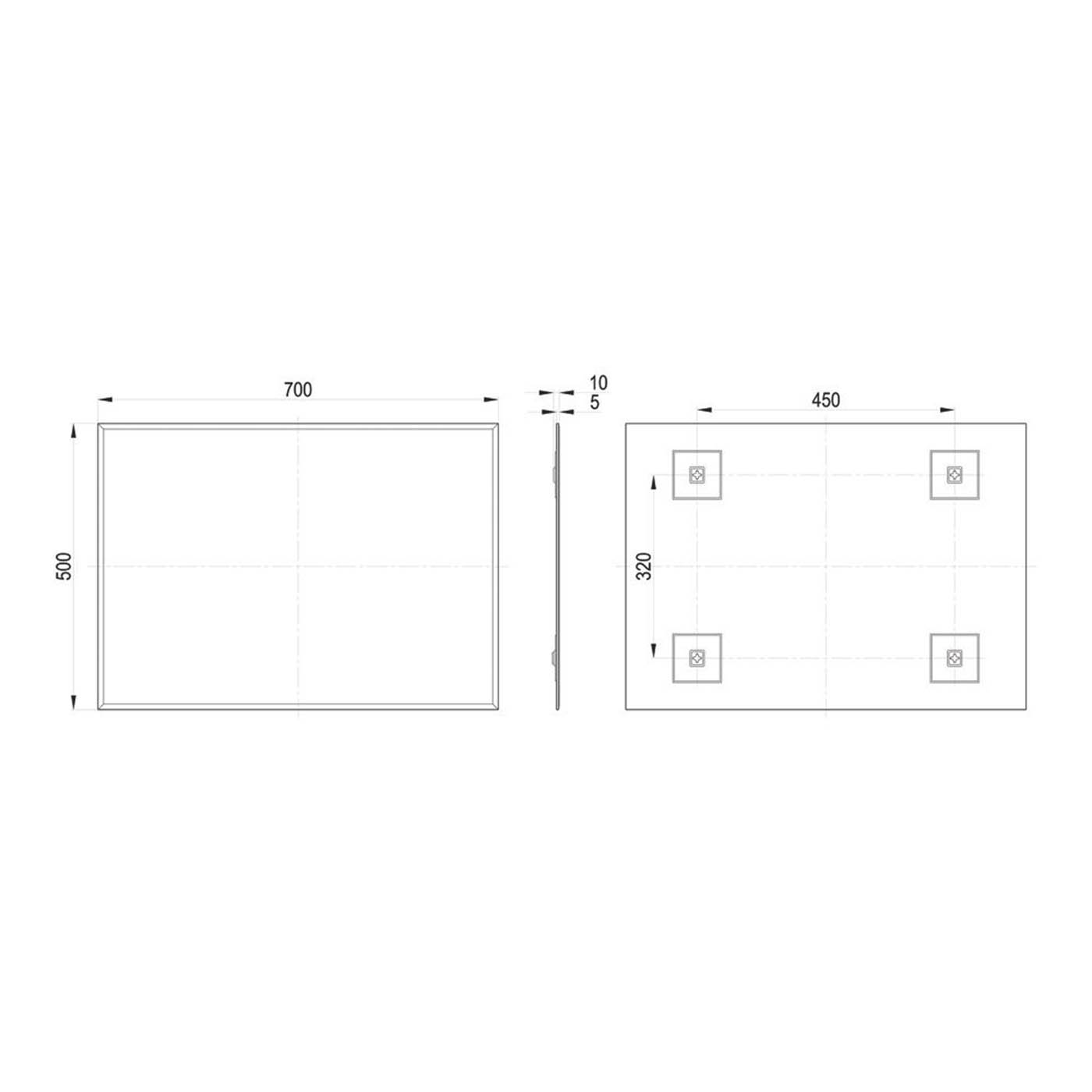Bathroom Mirror Bevelled Edge Rectangular Wall Mounted 500mm x 10mm x 700mm - Image 2