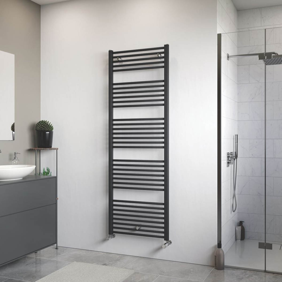 Designer Towel Rail Radiator Anthracite Flat Bathroom Warmer (H)172.8x(W)60cm - Image 2