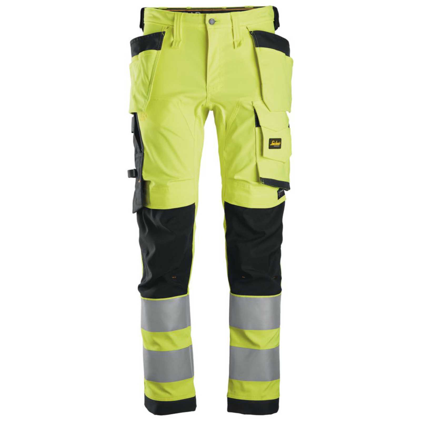 Snickers Hi-Vis Work Trouser Mens Slim Fit Yellow Multi Pockets Cargo 38W 32L - Image 1
