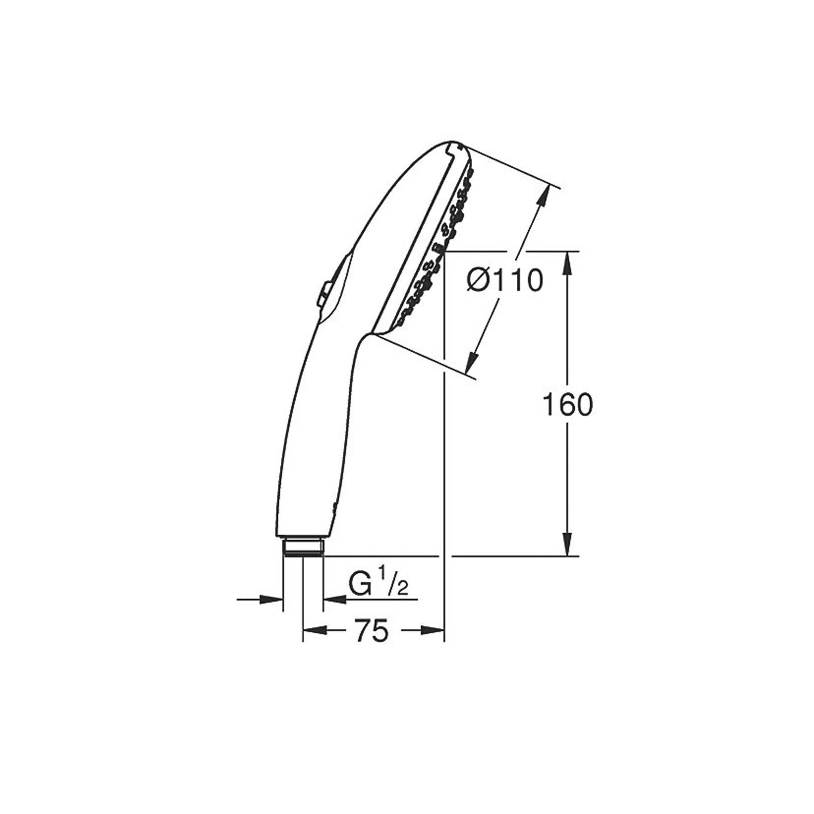 Grohe Hand Shower Vitalio Start 110 III Chrome 110mm x 215mm - Image 2