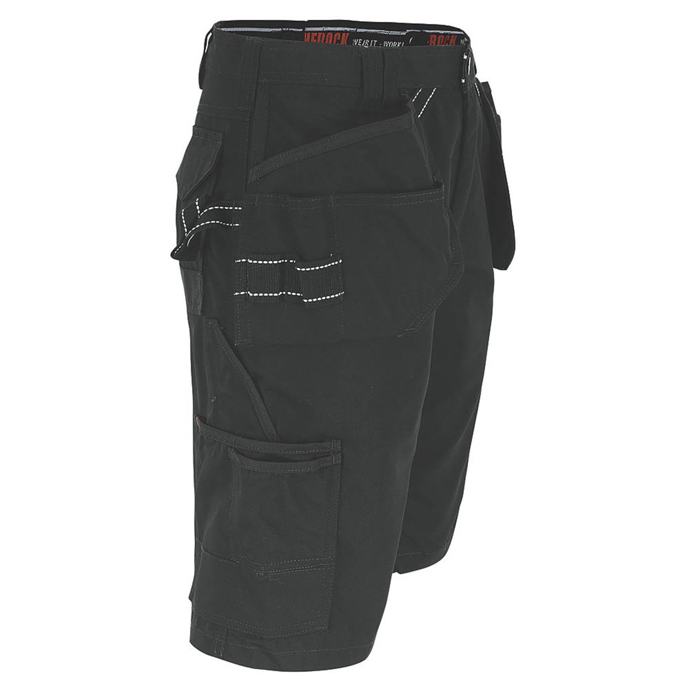 Herock Work Shorts Mens Regular Fit Black Multi Pockets Breathable Cargo 36"W - Image 5