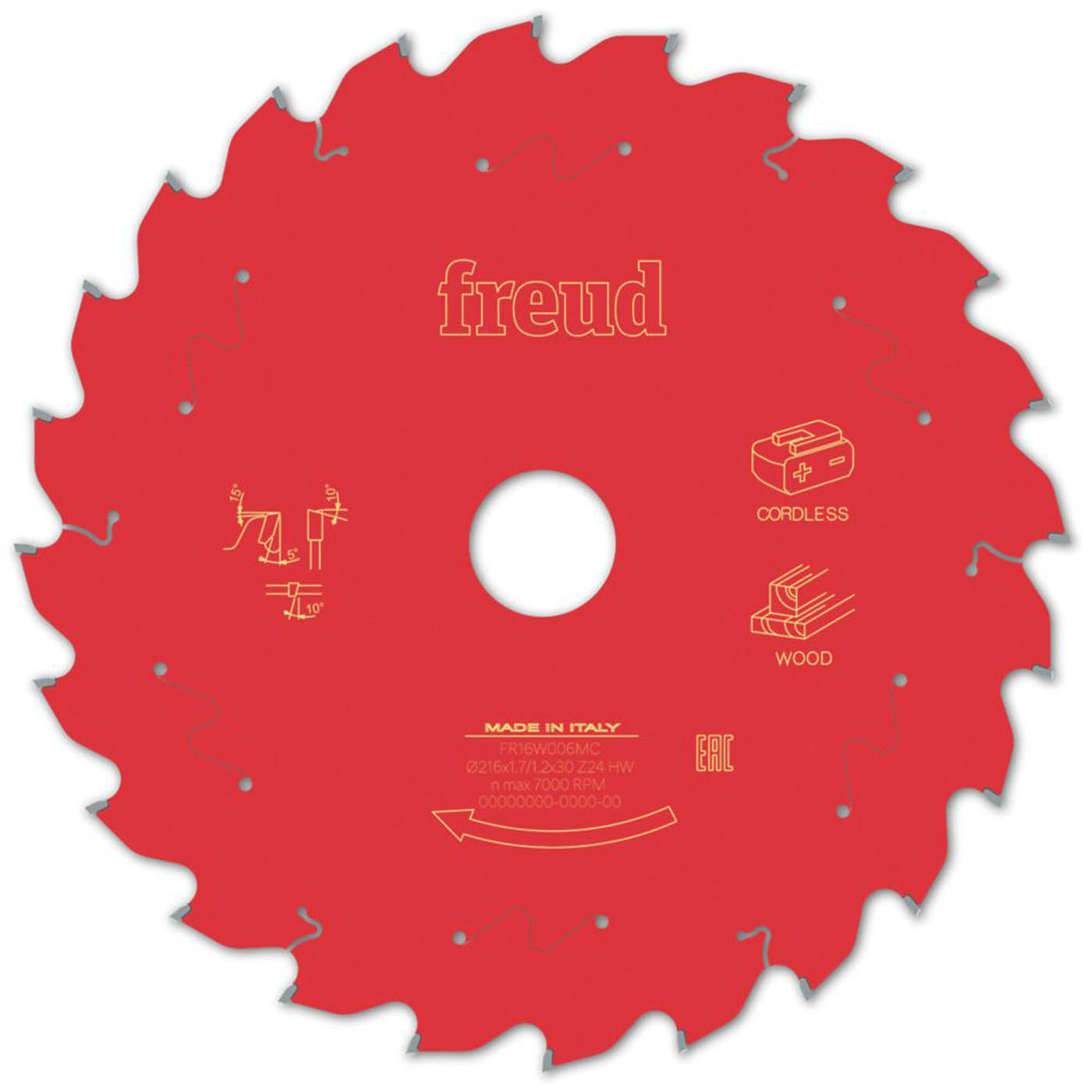 Freud Circular Saw Blade F03FS10061 24T Wood Chipboard MDF 216mm x 30mm - Image 1