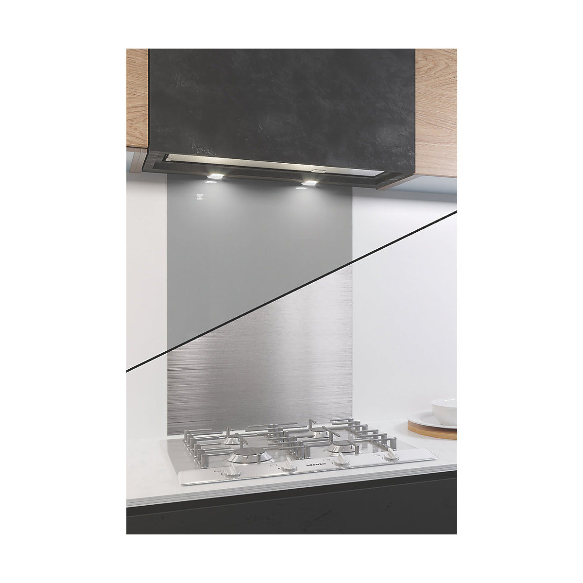 AluSplash Splashback Space Silver/Brushed Steel - Image 1