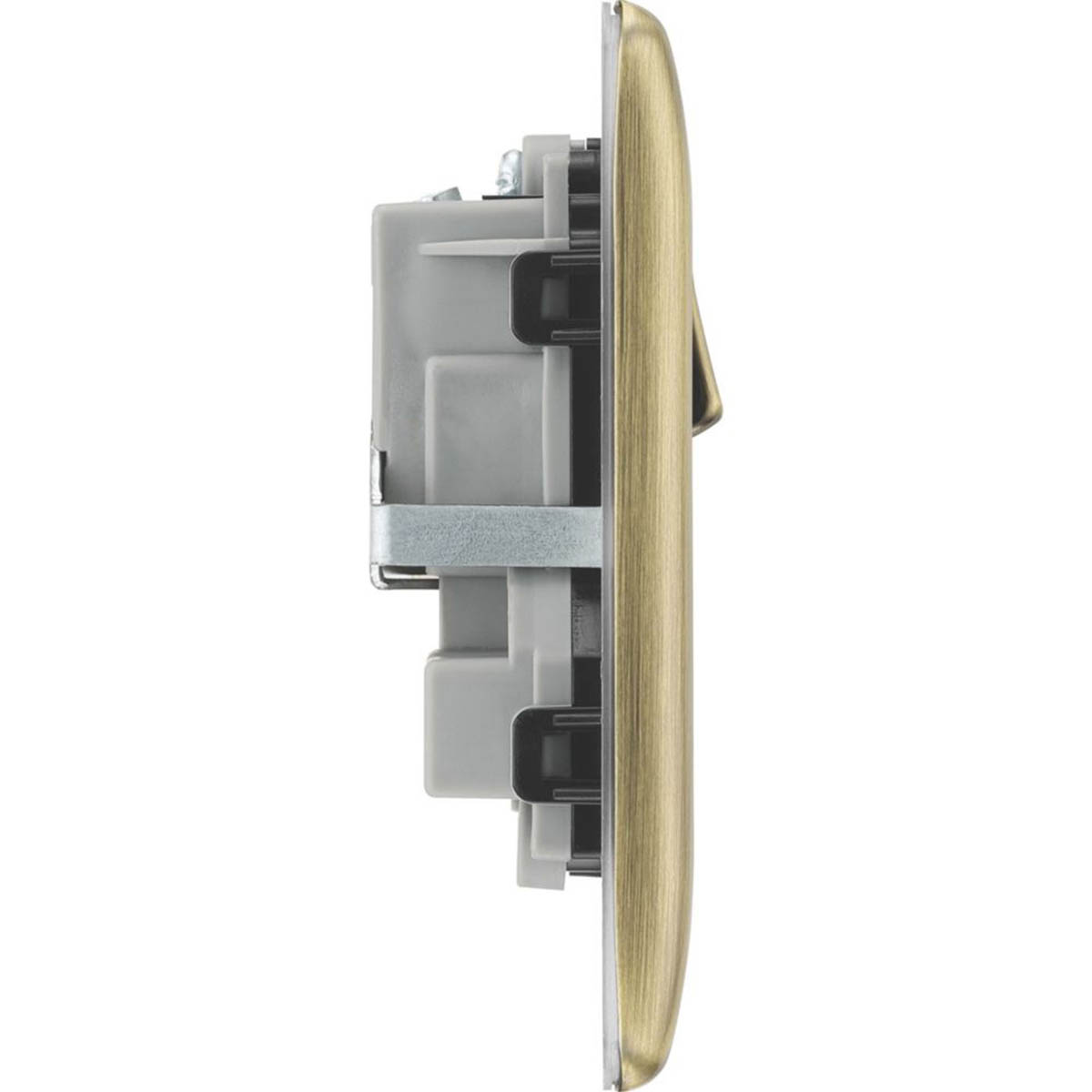 British General Wall Plug Socket 13A 2-Gang DP Switched Antique Brass Pack Of 5 - Image 2