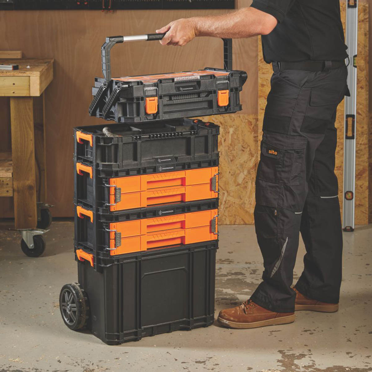 Magnusson Cantilever Organiser Tool Storage Box Carry Handles 22.24" x 12.48" - Image 4