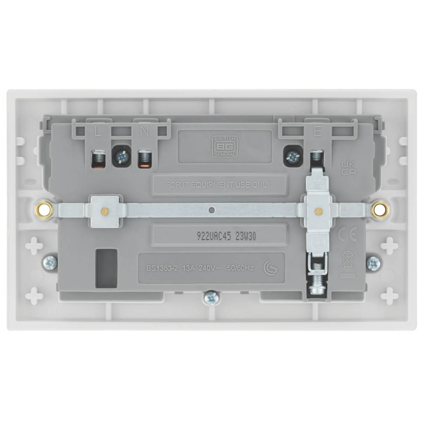 British General Wall Socket 2 Gang Single Pole Switched A And C USB White 13A - Image 3