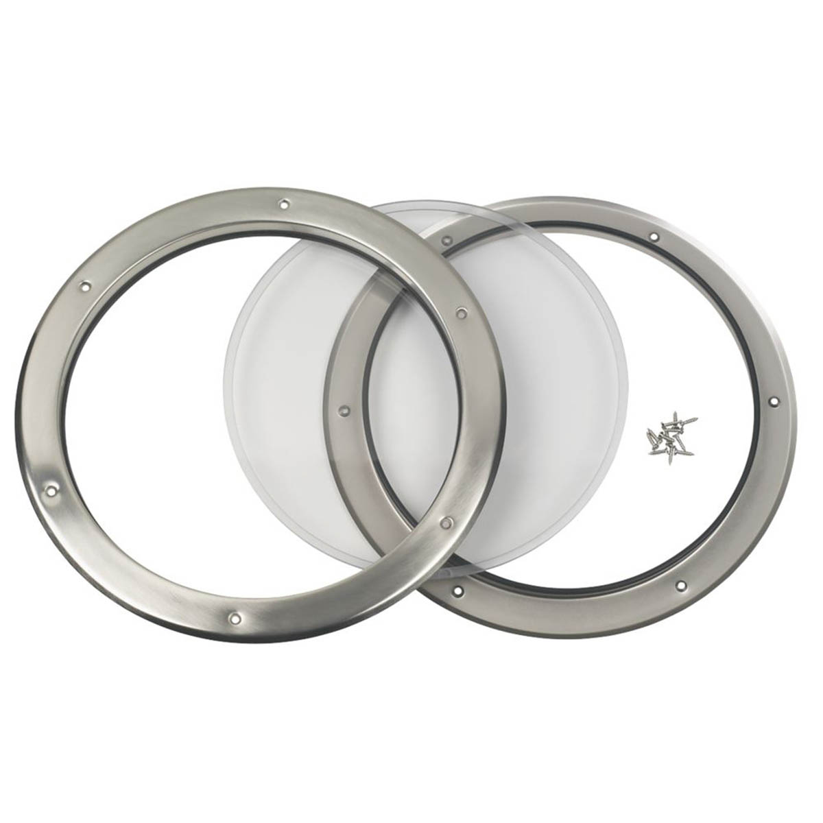Mottez Porthole Vision Panel For Door Round 390mm Brushed Polished Steel - Image 1