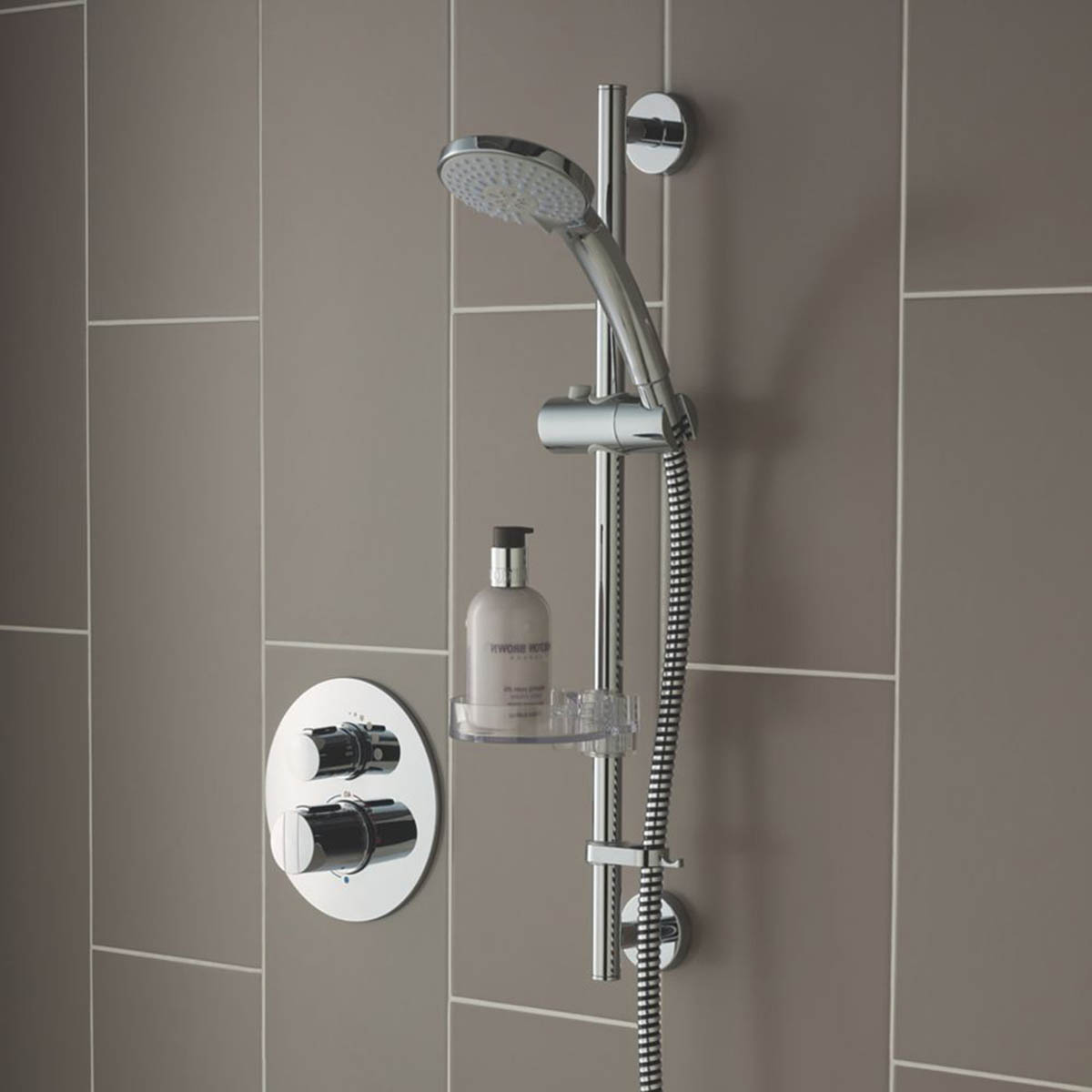 Bathroom Thermostatic Mixer Shower Chrome Concealed 2 Spray Pattern Round Head - Image 3