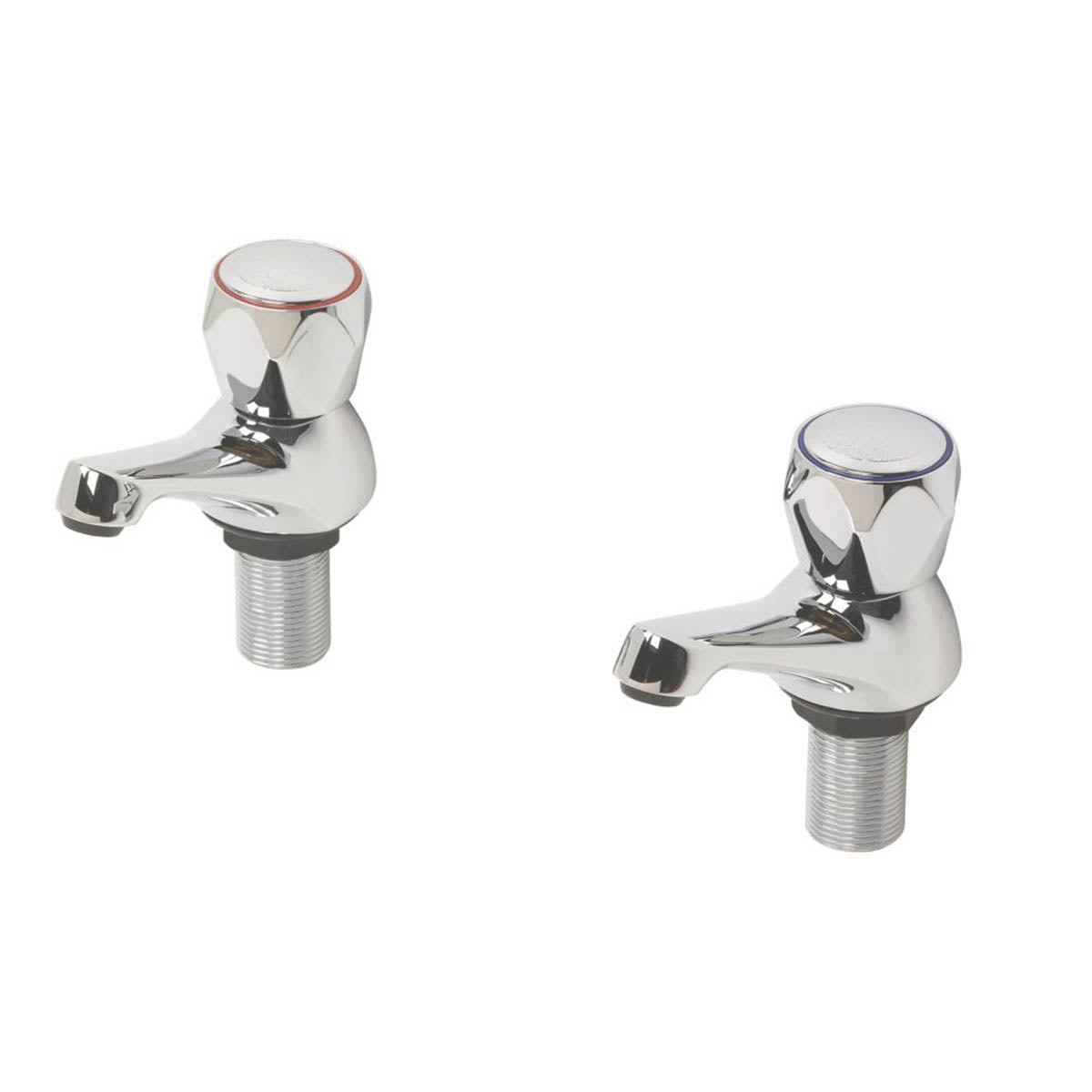 Swirl Bath Filler Pillar Tap Chrome Round Head Full Turn Bathroom Hot Cold Pair - Image 1