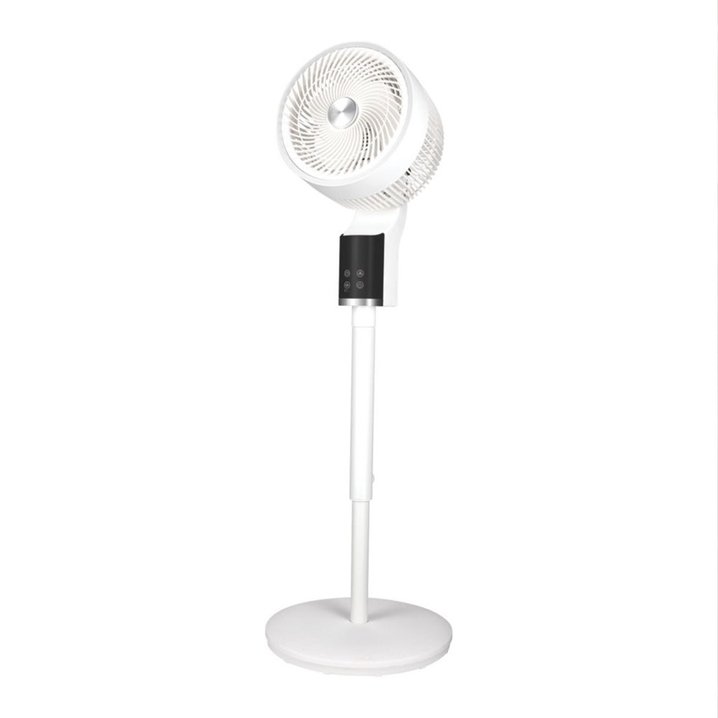 TCP Pedestal Fan LED Display 255mm White Silver 3 Speed Timer Adjustable Height - Image 1