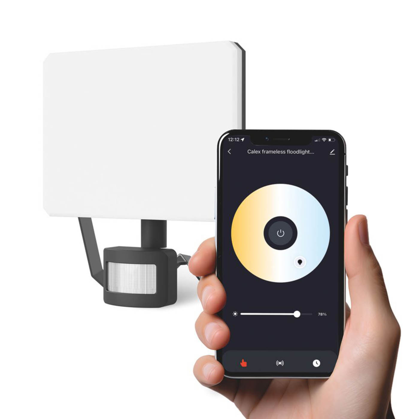 Calex Outdoor Floodlight LED Smart Frameless Black PIR Sensor Tilting 24W - Image 4