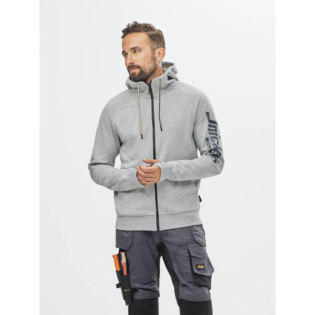 Snickers Work Hoodie Mens Grey Full Zip Breathable Jumper Large 43" Chest - Image 3