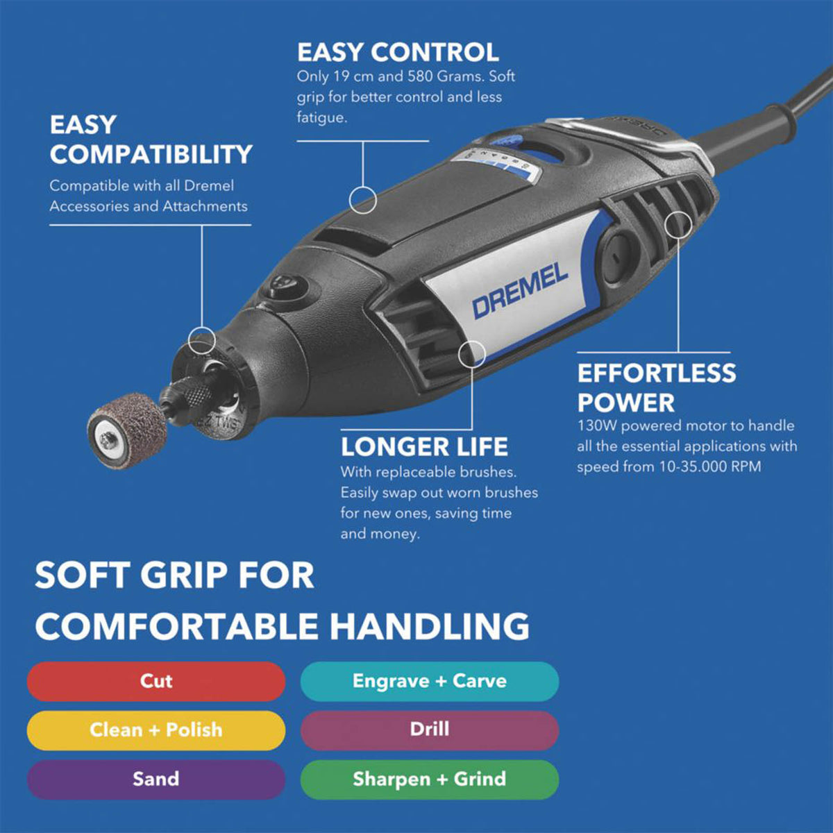 Dremel Multi Tool Electric 3200-1/90 Accessories Variable Speed Compact 130W - Image 3