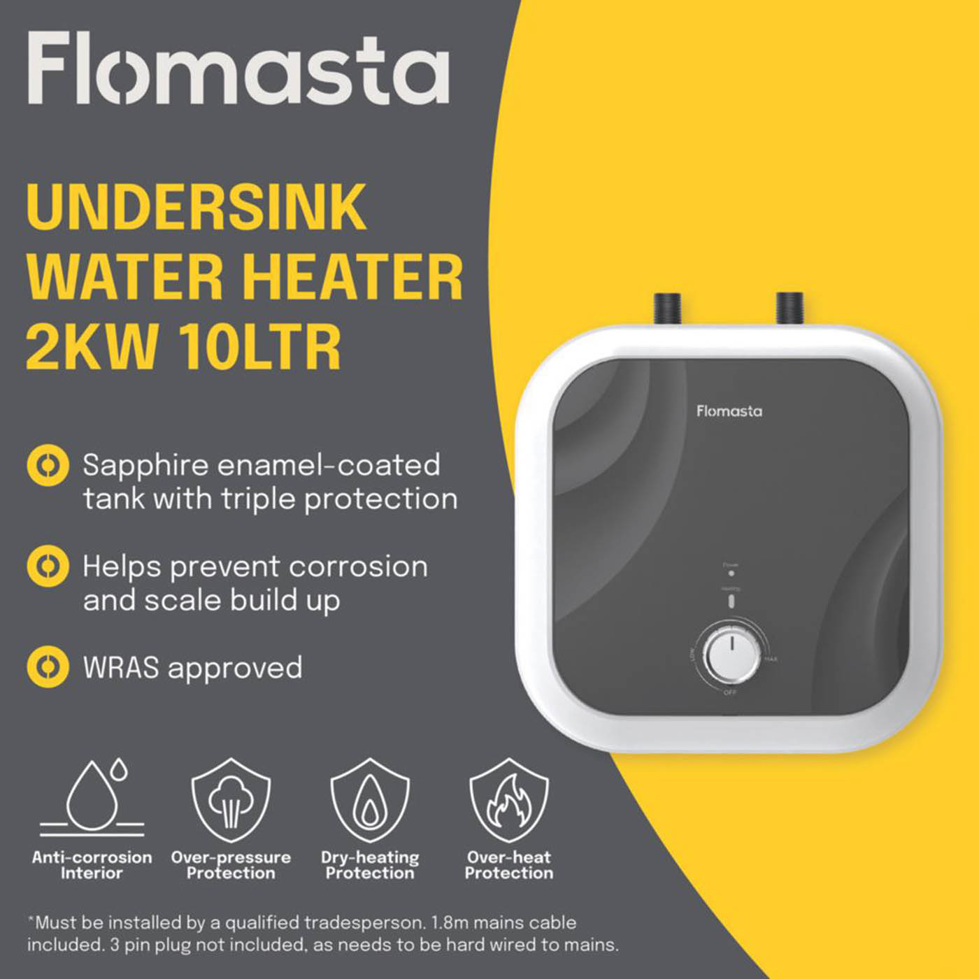 Flomasta Undersink Electric Water Heater 2kW 10Ltr - Image 3