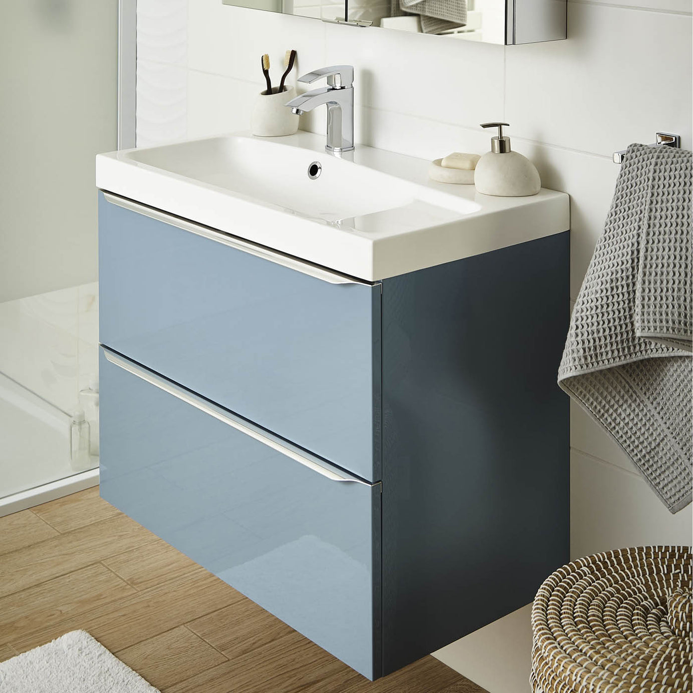 GoodHome Mila White Rectangular Counter top Basin (W)80cm - Image 5