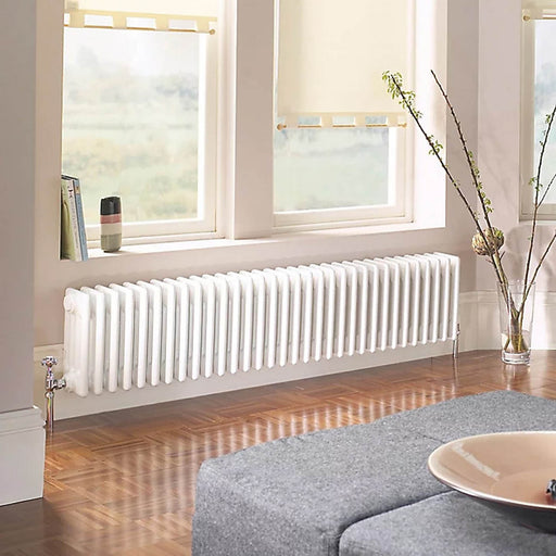 Traditional 4 Column Radiator Horizontal White Steel 545W (H)300x(W)628mm - Image 1