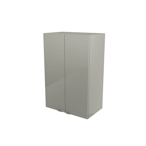 Bathroom Wall Cabinet Soft Close 2 Door Shelves Deep Gloss Taupe Grey 60x90 cm - Image 1