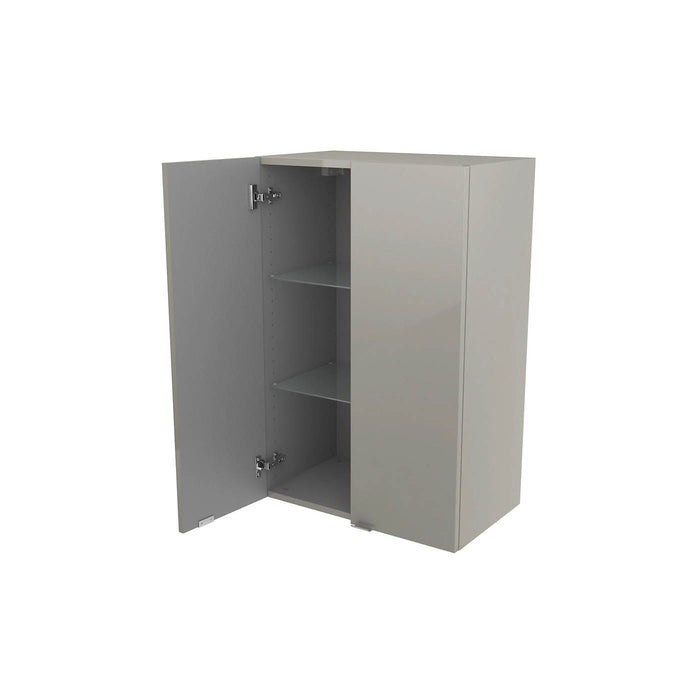 Bathroom Wall Cabinet Soft Close 2 Door Shelves Deep Gloss Taupe Grey 60x90 cm - Image 4