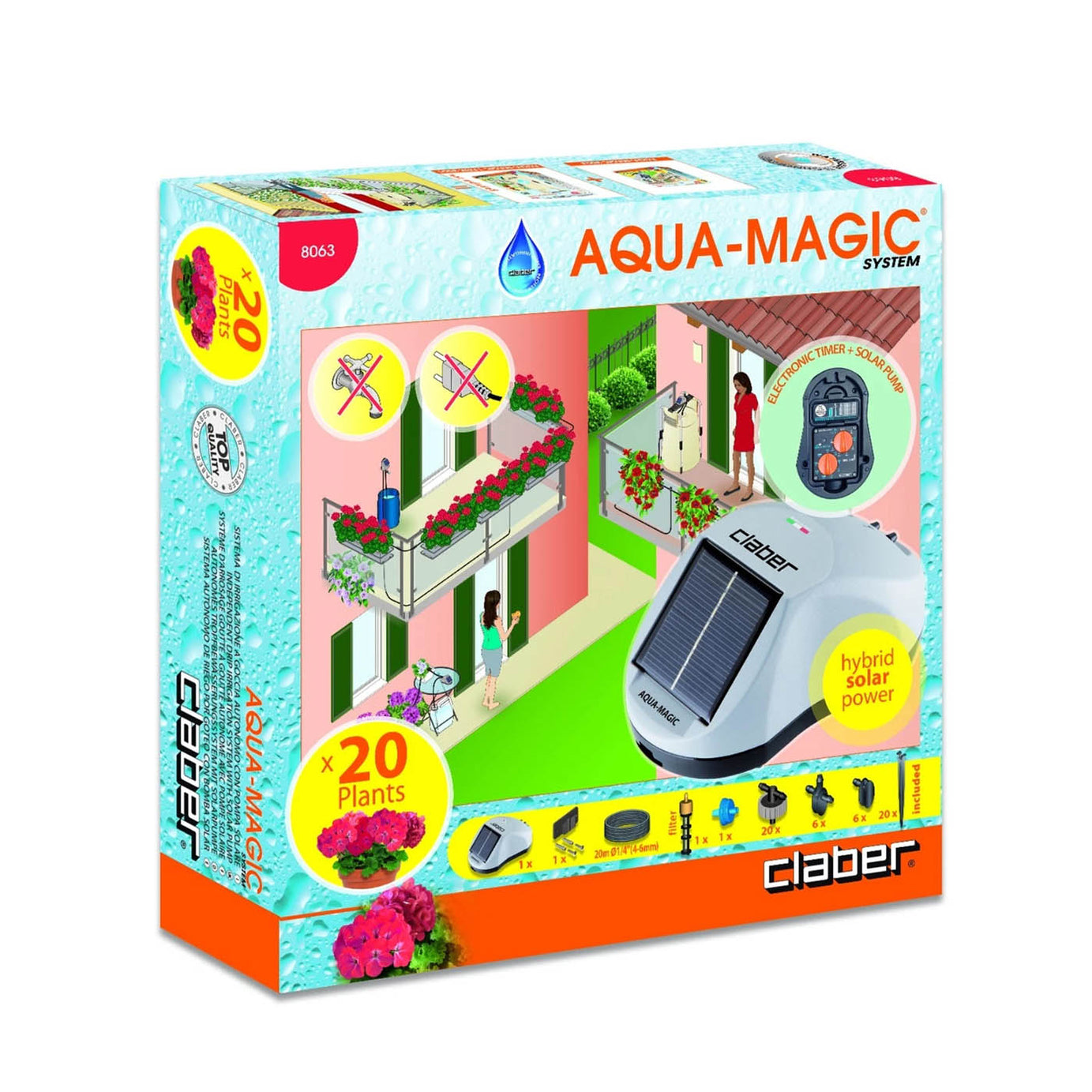 Claber Drip Water Irrigation Kit Aqua Magic Solar Powered Garden Plant Watering - Image 3