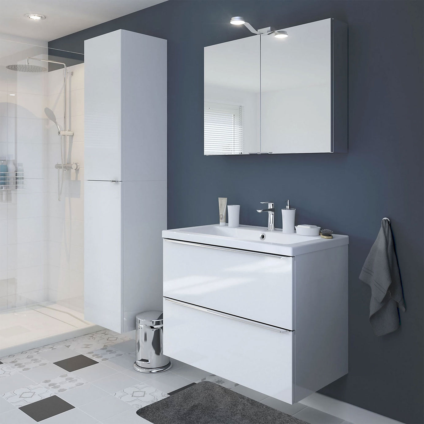 GoodHome Imandra Gloss White Wall-mounted Bathroom Vanity unit (H) 600mm (W) 800mm - Image 4