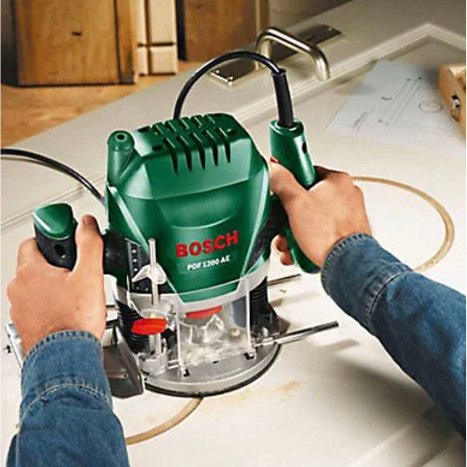 Bosch Plunge Router POF1200AE 1200W Variable Depth Adjustment Easy Bit Changes - Image 4