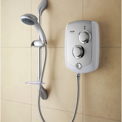 Triton Electric Shower 8.5kW Trance White Chrome Effect With Dura Flow - Image 1