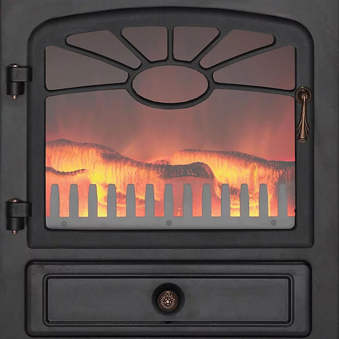 Electric Stove Fire Heater Fireplace Black Freestanding Log Flame Effect H540mm - Image 4