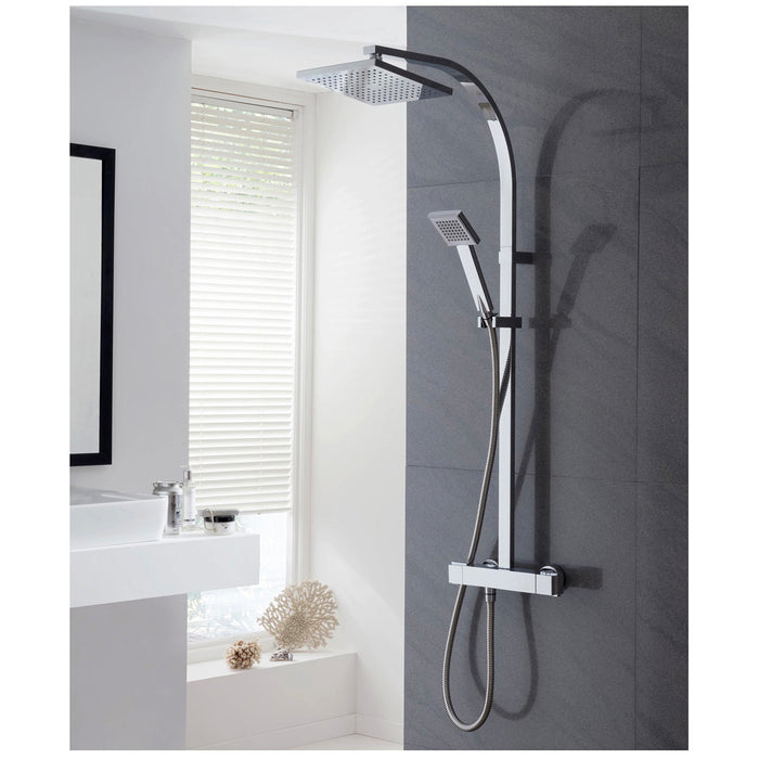 Thermostatic Shower Mixer Chrome Single Spray Pattern Twin Square Head Modern - Image 3