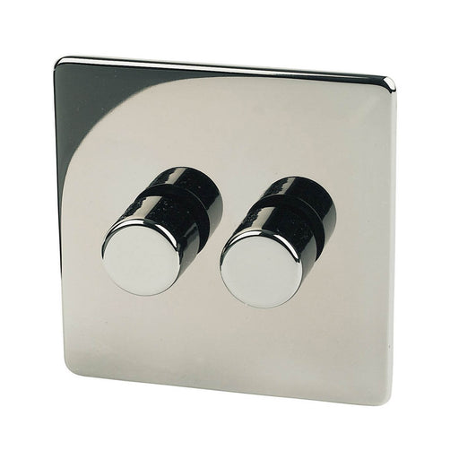 Crabtree Dimmer Switch Double Nickel Effect Black Finish 2 Way Profile 2G 2W - Image 1