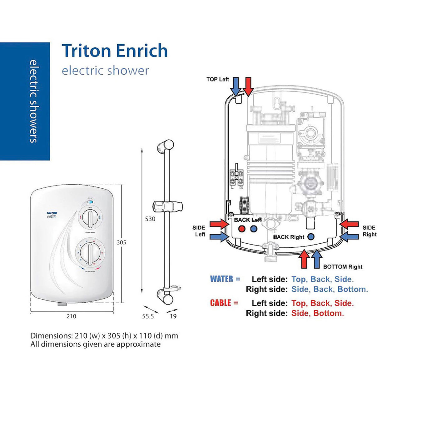 Triton Bathroom Electric Shower Enrich White 8.5kW Thermostatic - Image 4