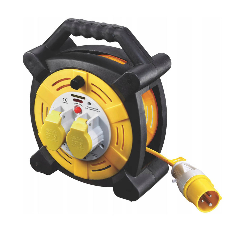 Masterplug Extension Cord Reel 2 Sockets 110V Transformer Lightweight 25m - Image 1